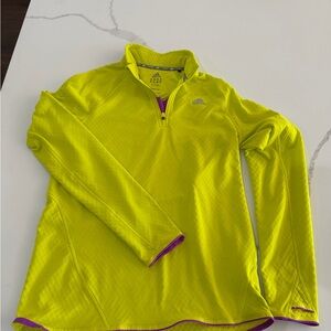 adidas Neon Yellow Quarter-Zip Pullover with Purple Trim